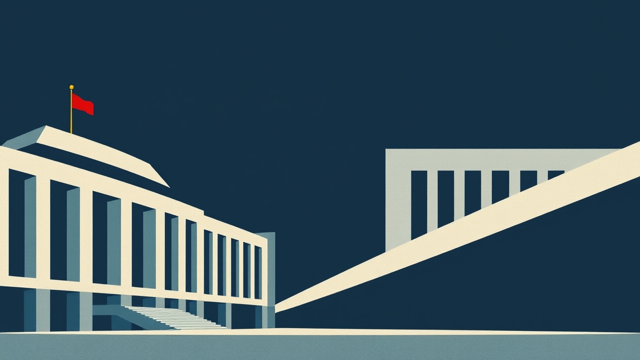 Abstract editorial illustration accompanying: Linda Noskova's Canadian Open Campaign: A Victory Over Marino and a Second-Round Exit to Kostyuk